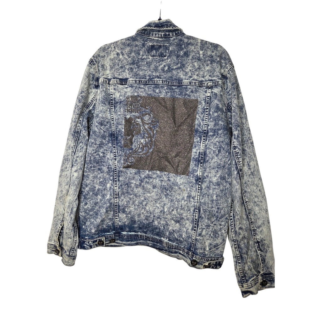 1969 Italia Mens XL‎ Acid Wash Denim Jacket Graphic Patch - Picture 6 of 9